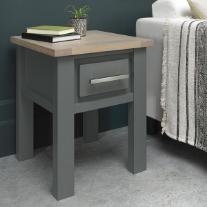 Bentley Designs Oakham Grey & Scandi Oak Lamp Table With Drawer Bentley Designs Oakham Grey & Scandi Oak Lamp Table With Drawer