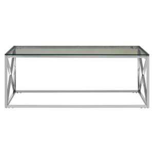Allure Chrome & Black Glass Cross Leg Coffee Table Premier Housewares Allure Chrome & Black Glass Cross Leg Coffee Table 5502576