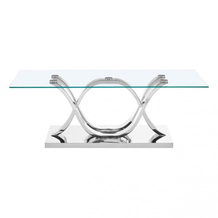 Premier Housewares Allure Chrome & Glass Inverted Curve Base Coffee Table 5502582