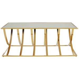 Reena Stainless Steel and Mirrored Glass Gold Finish Coffee Table 5502503