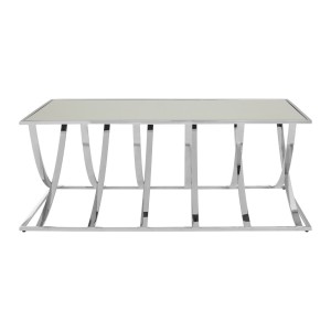 Reena Stainless Steel and Mirrored Glass Silver Finish Coffee Table 5502506