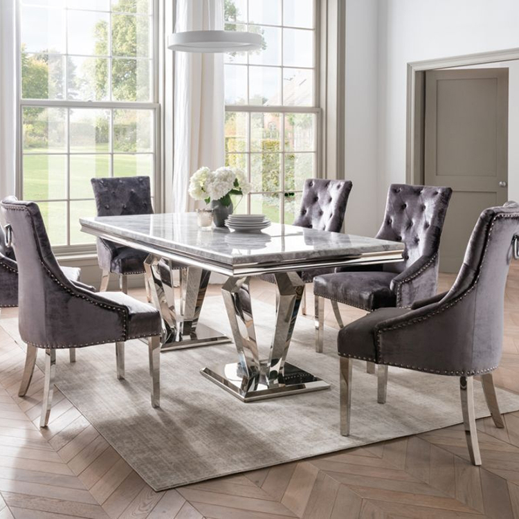 Vida Living Arturo Grey Marble and Chrome Furniture Vida Living Arturo Grey Marble and Chrome Furniture