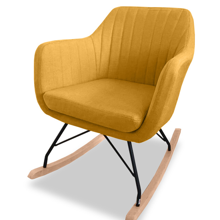 Vida Living Katell Mustard Yellow Fabric Rocking Chair Kat-321-MS