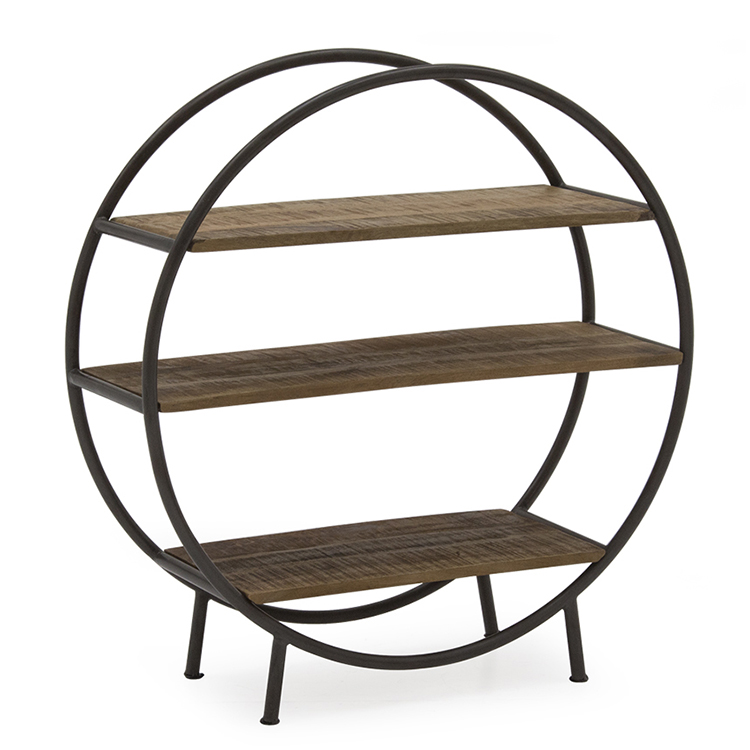 Vida Living Savannah Industrial Furniture Natural Round Bookcase Vida Living Savannah Industrial Furniture Natural Round Bookcase