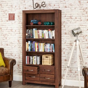 Mayan Walnut Furniture Large 4 Drawer Bookcase Mayan Walnut Furniture Large 4 Drawer Bookcase CWC01A