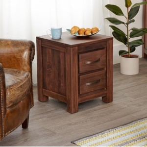 Mayan Walnut Furniture Two Drawer Lamp Table CWC10B