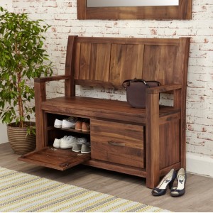 Mayan Walnut Furniture Monks Bench / Shoe Cupboard Mayan Walnut Furniture Monks Bench / Shoe Cupboard CWC20B