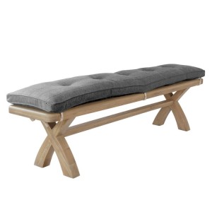 Heritage Smoked Oak Furniture Grey Cushion Upholstered Large Bench Heritage Smoked Oak Furniture Grey Cushion Upholstered Large Bench