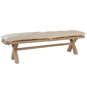 Heritage Smoked Oak Furniture Natural Cushion Upholstered Large Bench