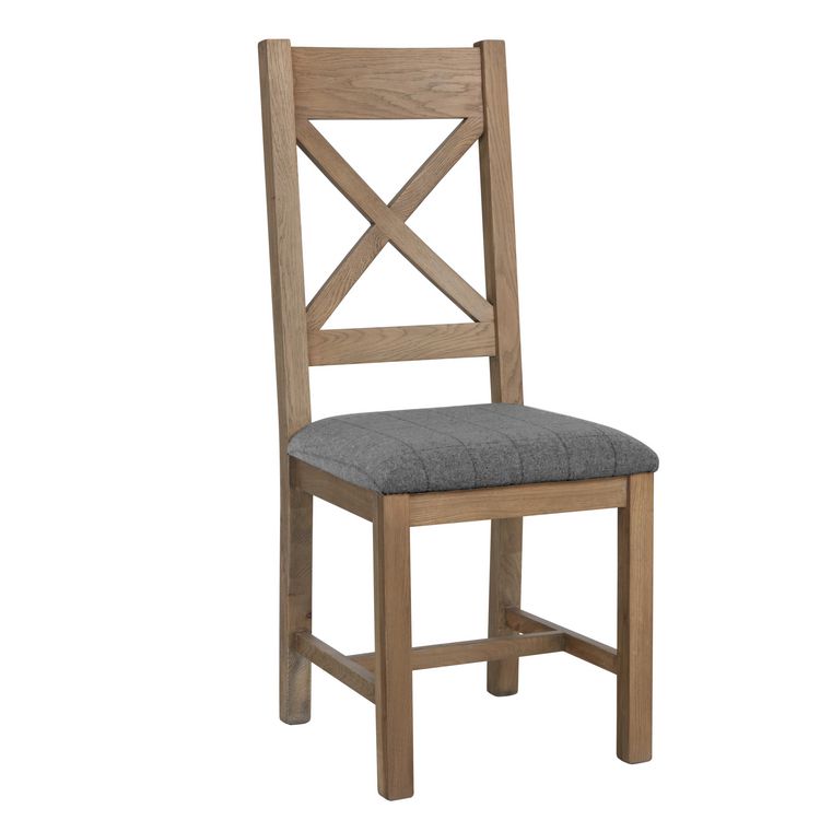 Heritage Smoked Oak Furniture Grey Cross Back Dining Chair (Pair)