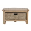 Heritage Smoked Oak Furniture Corner Hall Bench with Wicker Basket