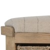 Heritage Smoked Oak Furniture Corner Hall Bench with Wicker Basket