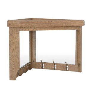 Heritage Smoked Oak Furniture Corner Coat Rack with Mirror