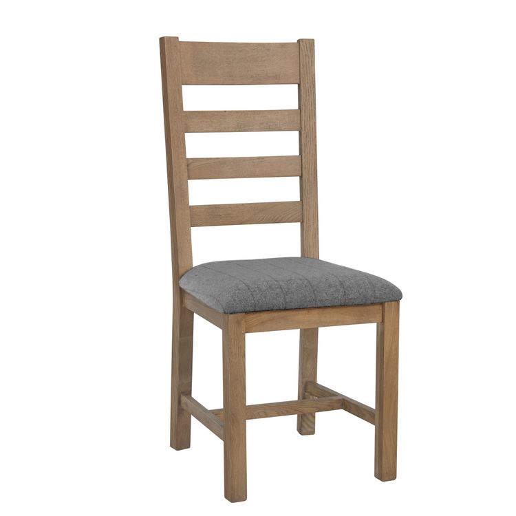 Heritage Smoked Oak Furniture Grey Ladder Back Dining Chair (Pair)