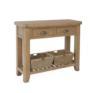 Heritage Smoked Oak Furniture 2 Drawer Console Table