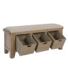 Heritage Smoked Oak Furniture Hall Bench with Wicker Baskets