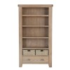 Heritage Smoked Oak Furniture Large Bookcase with Wicker Baskets