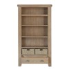 Heritage Smoked Oak Furniture Large Bookcase with Wicker Baskets