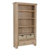 Heritage Smoked Oak Furniture Large Bookcase with Wicker Baskets