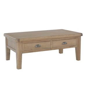 Heritage Smoked Oak Furniture Large Coffee Table with 2 Drawers