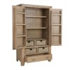 Heritage Smoked Oak Furniture Larder Unit with Wicker Baskets