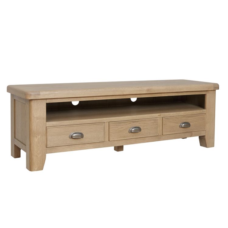 Heritage Smoked Oak Furniture Large TV Unit with 3 Drawers
