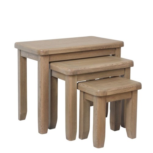 Heritage Smoked Oak Furniture Nest of 3 Tables