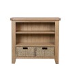 Heritage Smoked Oak Furniture Small Bookcase with Wicker Baskets