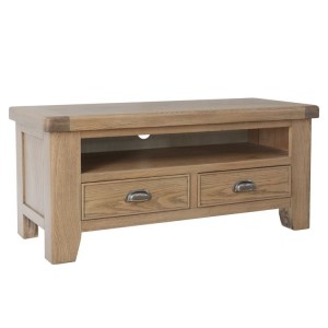 Heritage Smoked Oak Furniture TV Unit with 2 Drawers
