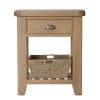Heritage Smoked Oak Furniture Telephone Table with Wicker Basket