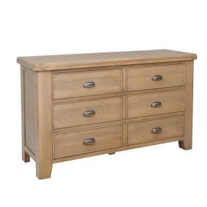 Heritage Smoked Oak Furniture 6 Drawer Chest of Drawers