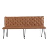 Metro Industrial Furniture Tan Leather Studded Back Bench 180cm MET18-TAN