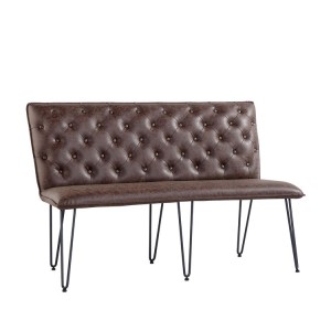 Metro Industrial Furniture Brown Leather Studded Back Bench 140cm Metro Industrial Furniture Brown Leather Studded Back Bench 140cm MET19-BR