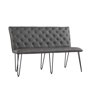 Metro Industrial Furniture Grey Leather Studded Back Bench 140cm Metro Industrial Furniture Grey Leather Studded Back Bench 140cm  MET19-GR
