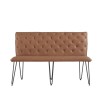 Metro Industrial Furniture Tan Leather Studded Back Bench 140cm MET19-TAN