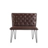 Metro Industrial Furniture Brown Leather Studded Back Bench 90cm  MET20-BR