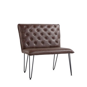 Metro Industrial Furniture Brown Leather Studded Back Bench 90cm Metro Industrial Furniture Brown Leather Studded Back Bench 90cm  MET20-BR