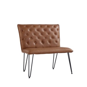 Metro Industrial Furniture Tan Leather Studded Back Bench 90cm Metro Industrial Furniture Tan Leather Studded Back Bench 90cm MET20-TAN