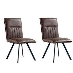 Metro Industrial Furniture Brown Leather Dining Chair (Pair) Metro Industrial Furniture Brown Leather Dining Chair (Pair)