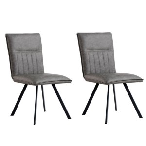 Metro Industrial Furniture Grey Leather Dining Chair (Pair) Metro Industrial Furniture Grey Leather Dining Chair (Pair)