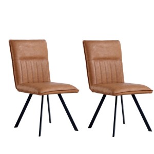 Metro Industrial Furniture Tan Leather Dining Chair (Pair) Metro Industrial Furniture Tan Leather Dining Chair (Pair)