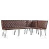 Metro Industrial Furniture Brown Leather Studded Back Corner Bench  MET21-BR