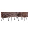 Metro Industrial Furniture Brown Leather Studded Back Bench 180cm MET18-BR