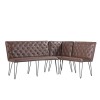 Metro Industrial Furniture Brown Leather Studded Back Bench 140cm MET19-BR