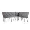 Metro Industrial Furniture Grey Leather Studded Back Bench 90cm MET20-GR