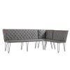 Metro Industrial Furniture Grey Leather Studded Back Corner Bench MET21-GR