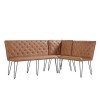 Metro Industrial Furniture Tan Leather Studded Back Bench 140cm MET19-TAN