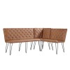 Metro Industrial Furniture Tan Leather Studded Back Bench 140cm MET19-TAN