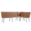 Metro Industrial Furniture Tan Leather Studded Back Bench 180cm MET18-TAN