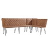 Metro Industrial Furniture Tan Leather Studded Back Corner Bench MET21-TAN